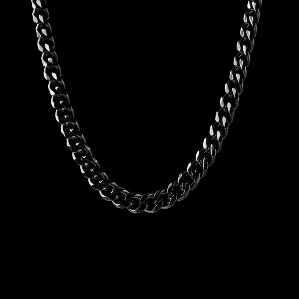 7 mm stainless steel Cuban chain necklace in black