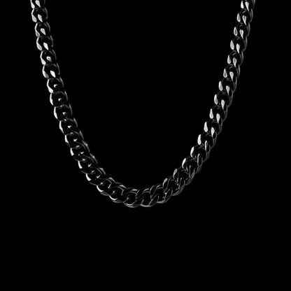 7 mm stainless steel Cuban chain necklace in black