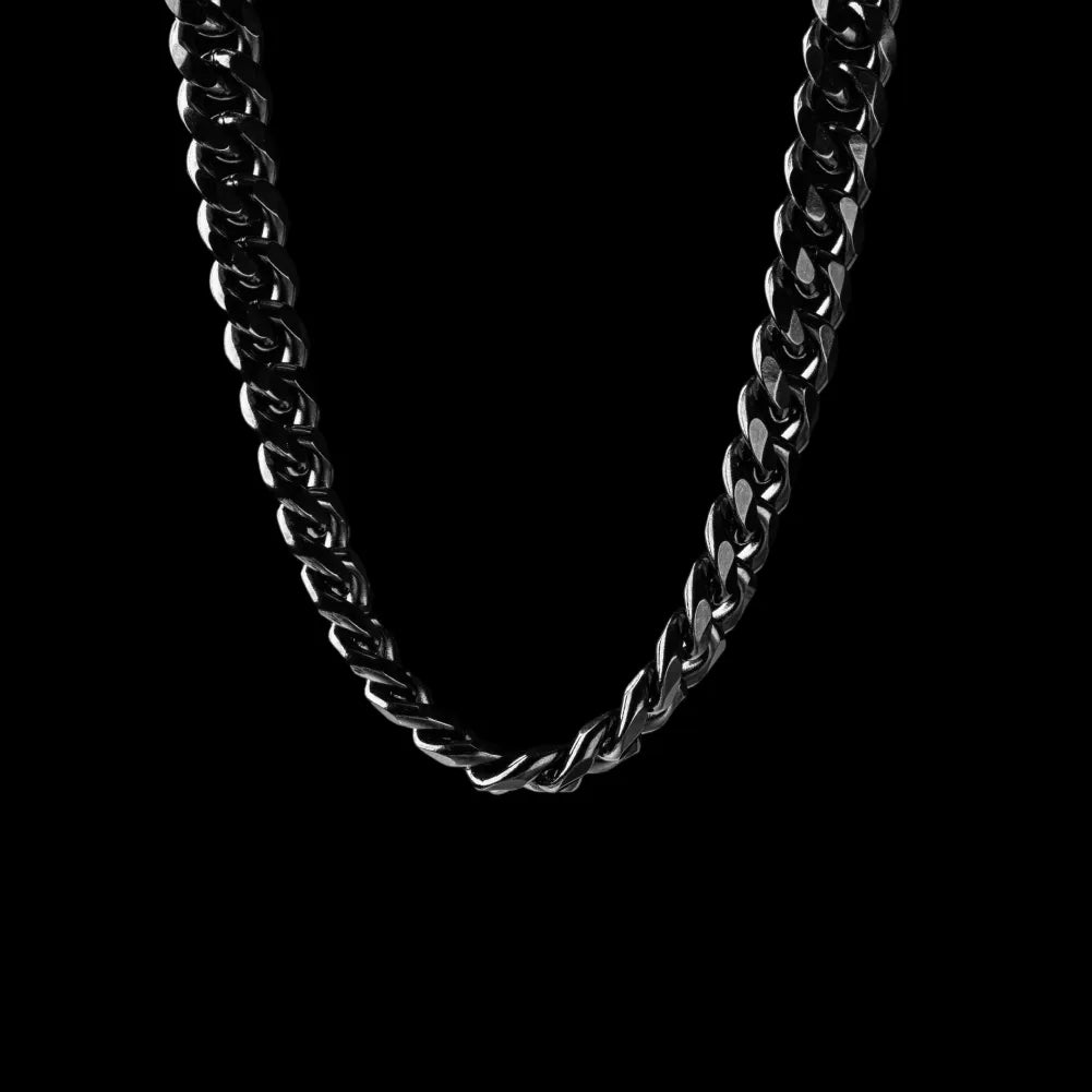 9 mm stainless steel Cuban chain necklace in black
