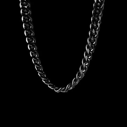 9 mm stainless steel Cuban chain necklace in black