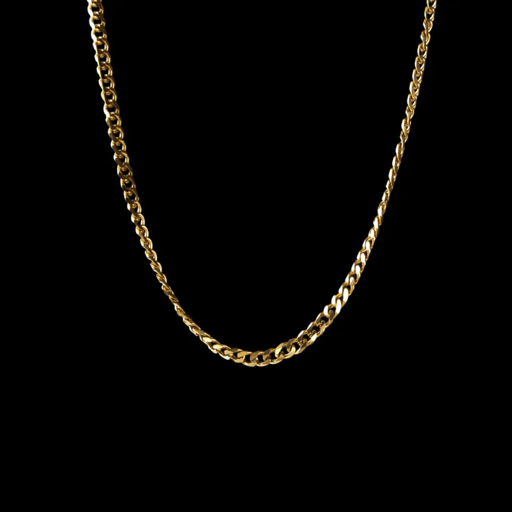 3.5 mm stainless steel Cuban chain necklace in gold color