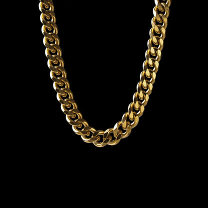9 mm stainless steel Cuban chain necklace in gold color