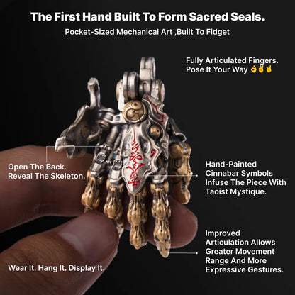 Taoist Mechanical Hand Pendant articulated design and sacred seals