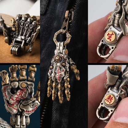 Taoist Mechanical Hand Pendant close-up detail collage