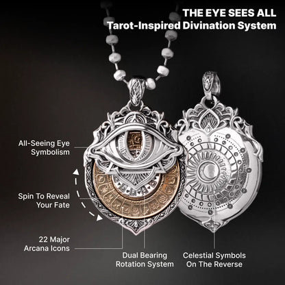 Front and back details of the spinning Tarot Vision Pendant