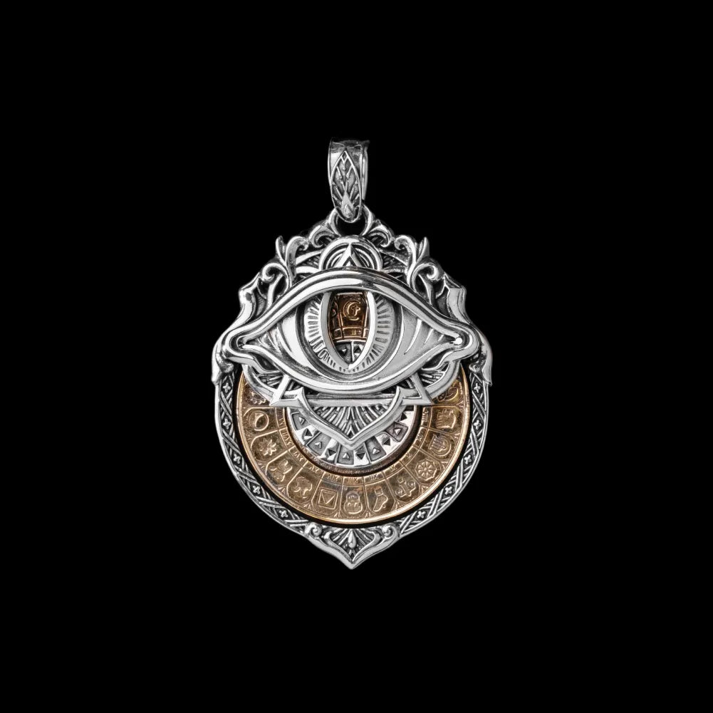 White Bronze and Brass Tarot Vision Pendant only
