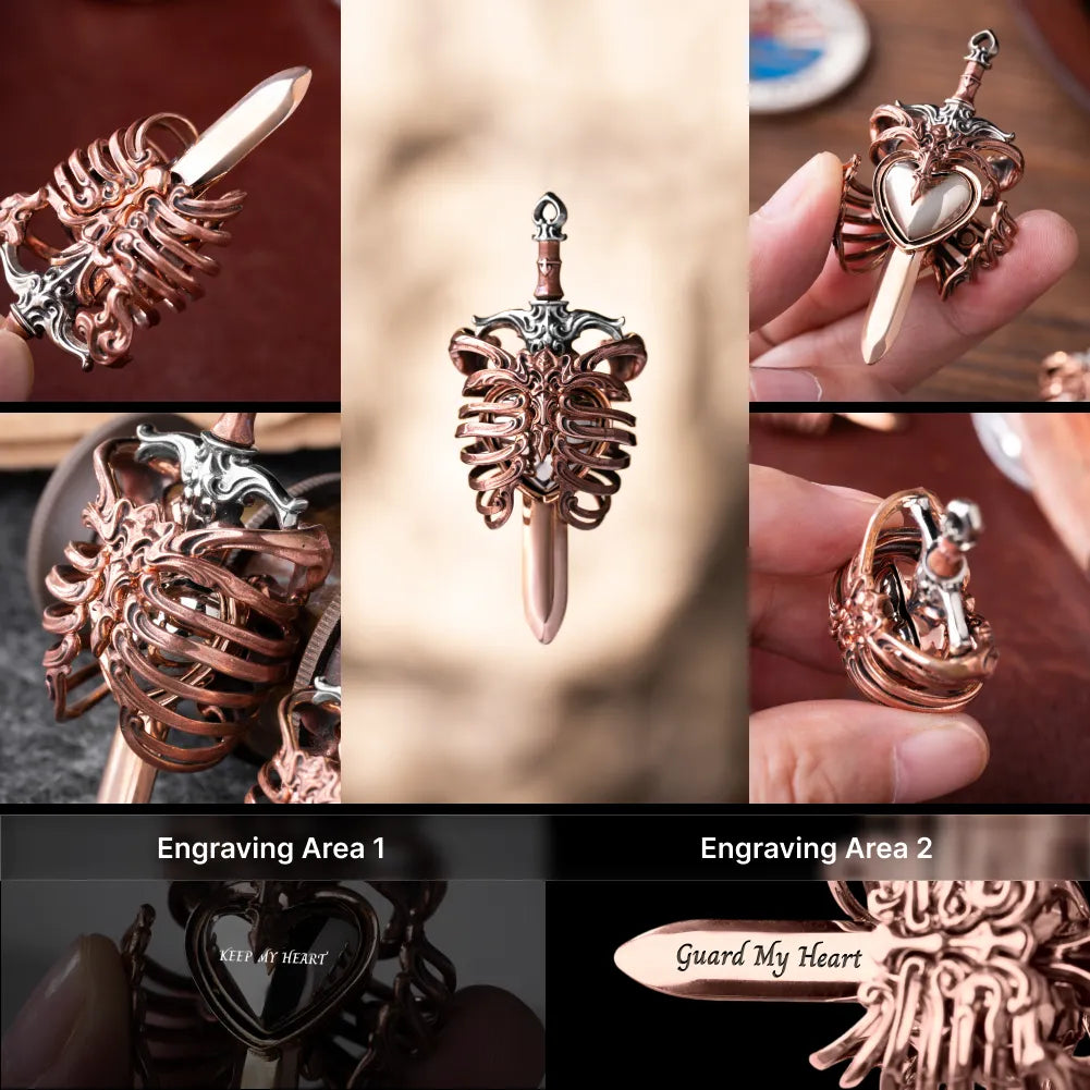 Beating Heart Pendant craftsmanship and two engraving areas
