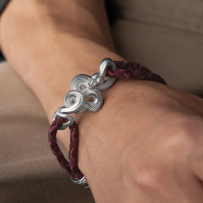 Tree Boa Rope Bracelet in 18K White Gold Plated White Bronze, worn on the wrist in a lifestyle close-up.