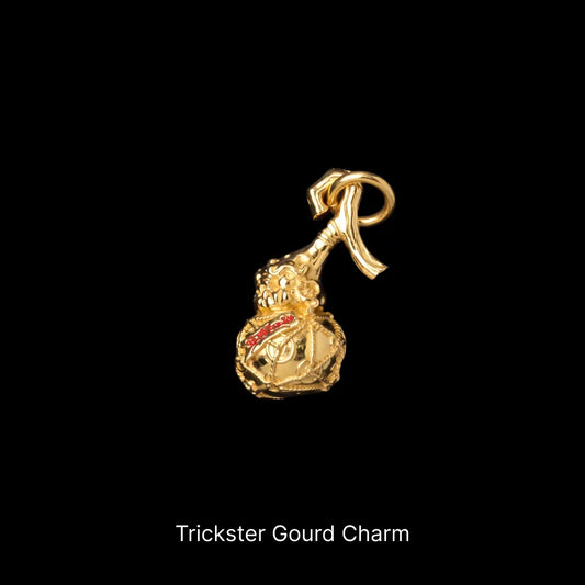 trickster gourd charm 24k gold cinnabar sku
