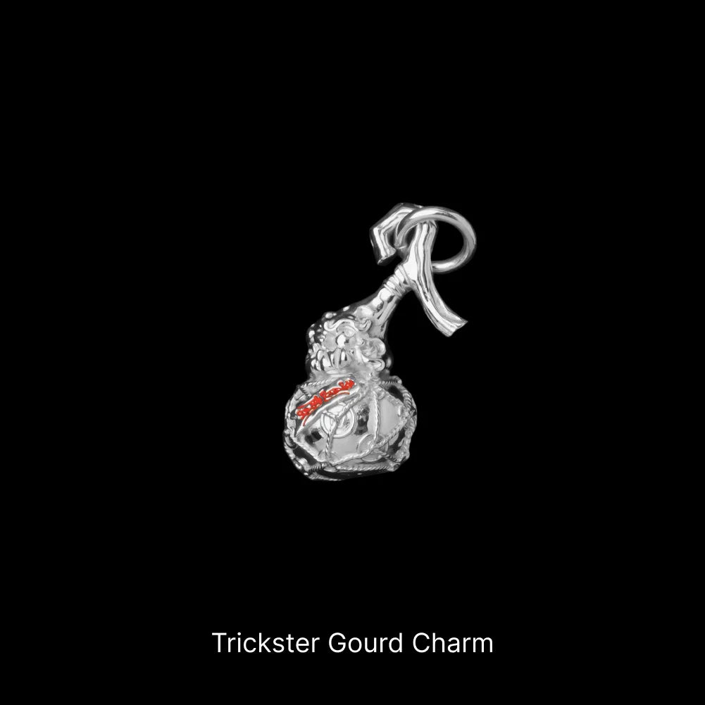 trickster gourd charm platinum silver white gold cinnabar sku