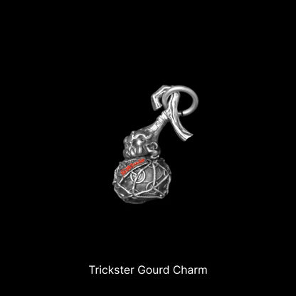 trickster gourd charm white bronze oxidized silver cinnabar sku