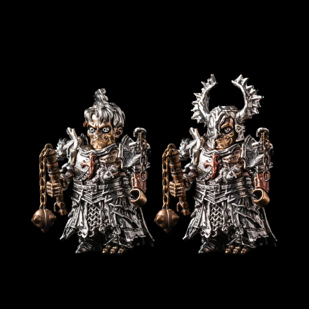 Two Undead Crusader figures with both heads and two morning stars
