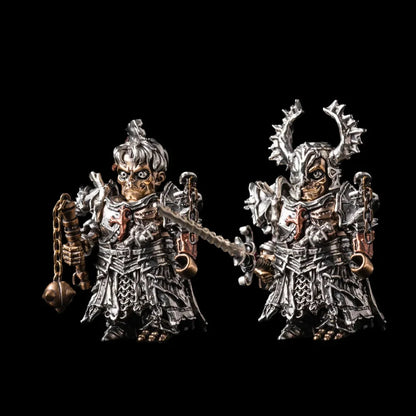 Two Undead Crusader figures with both heads, sword and morning star