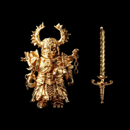 Undead Crusader in 18K Gold Plated Brass with Fallen Crusader head and Crusader Sword