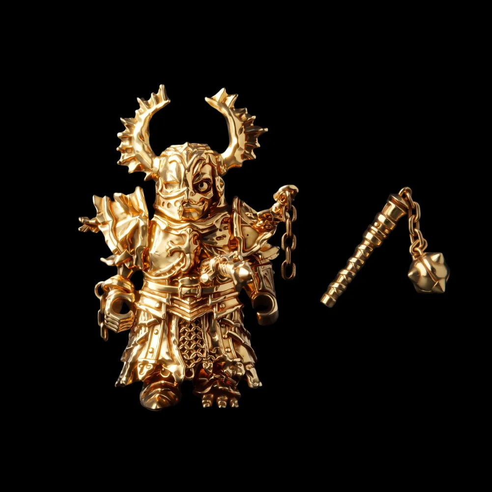 Undead Crusader in 18K Gold Plated Brass with Fallen Crusader head and Morning Star