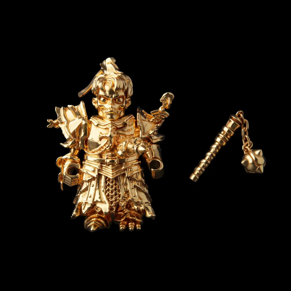 Undead Crusader in 18K Gold Plated Brass with Risen Corpse head and Morning Star