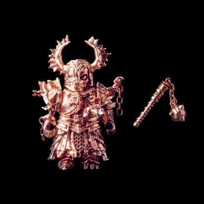 Undead Crusader in 18K Rose Gold Plated Copper with Fallen Crusader head and Morning Star