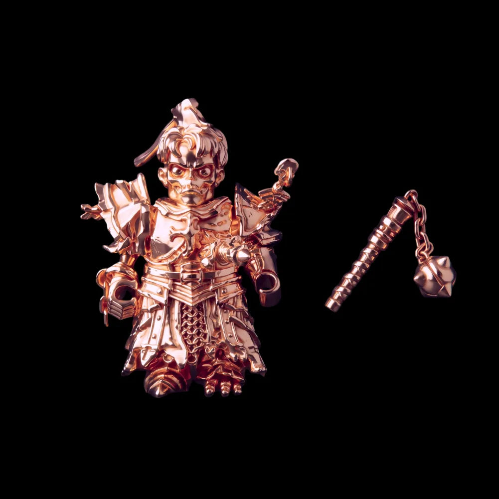 Undead Crusader in 18K Rose Gold Plated Copper with Risen Corpse head and Morning Star