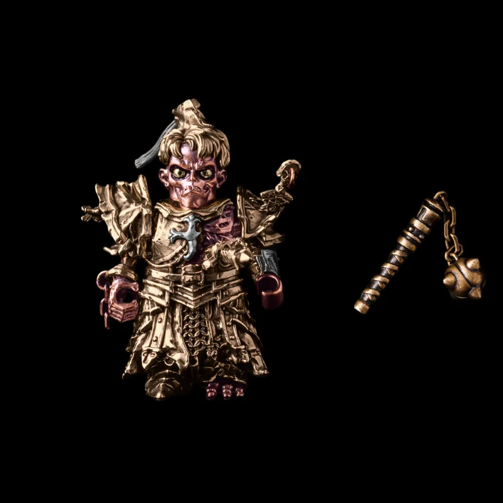 Undead Crusader in Brass, Copper & White Bronze with Risen Corpse head and Morning Star
