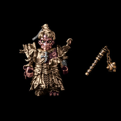 Undead Crusader in Brass, Copper & White Bronze with Risen Corpse head and Morning Star