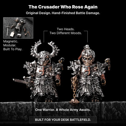 Undead Crusader magnetic figure shown with Fallen Crusader and Risen Corpse heads