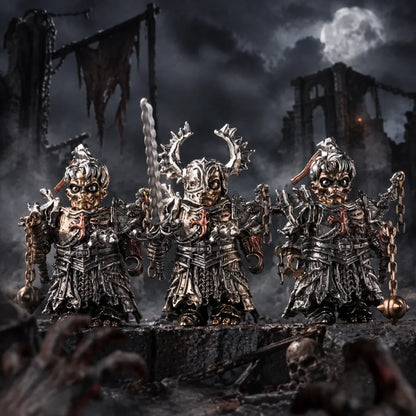 Undead Crusader sword and morning star configurations in a dark fantasy scene