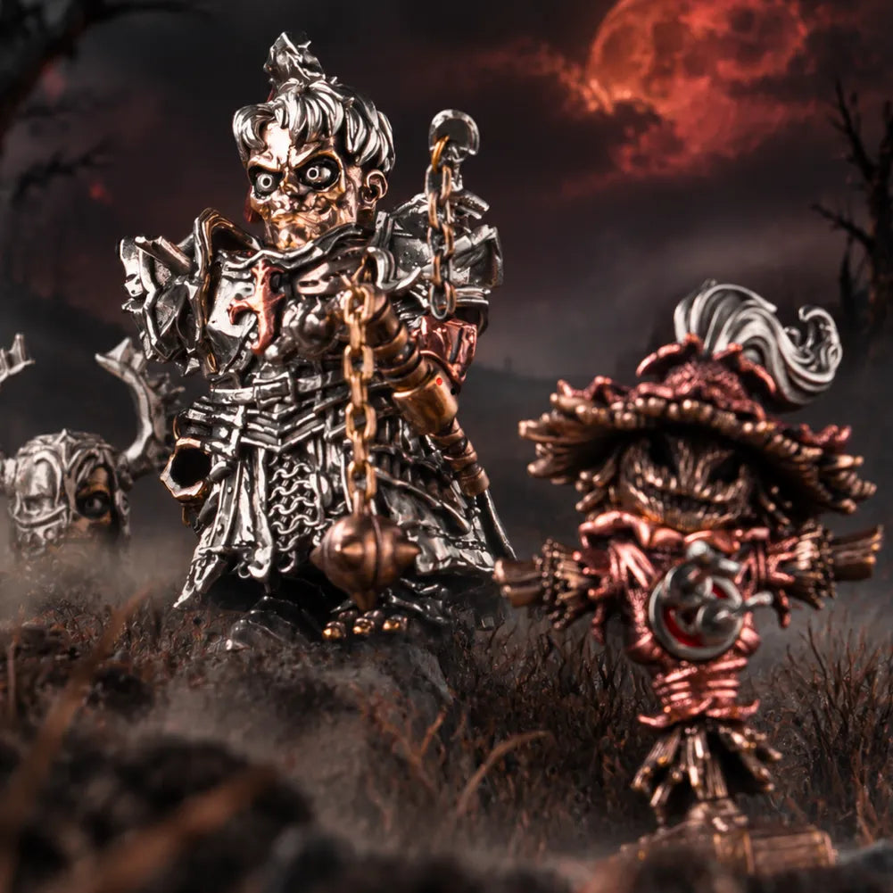 Risen Corpse Undead Crusader with a scarecrow training dummy