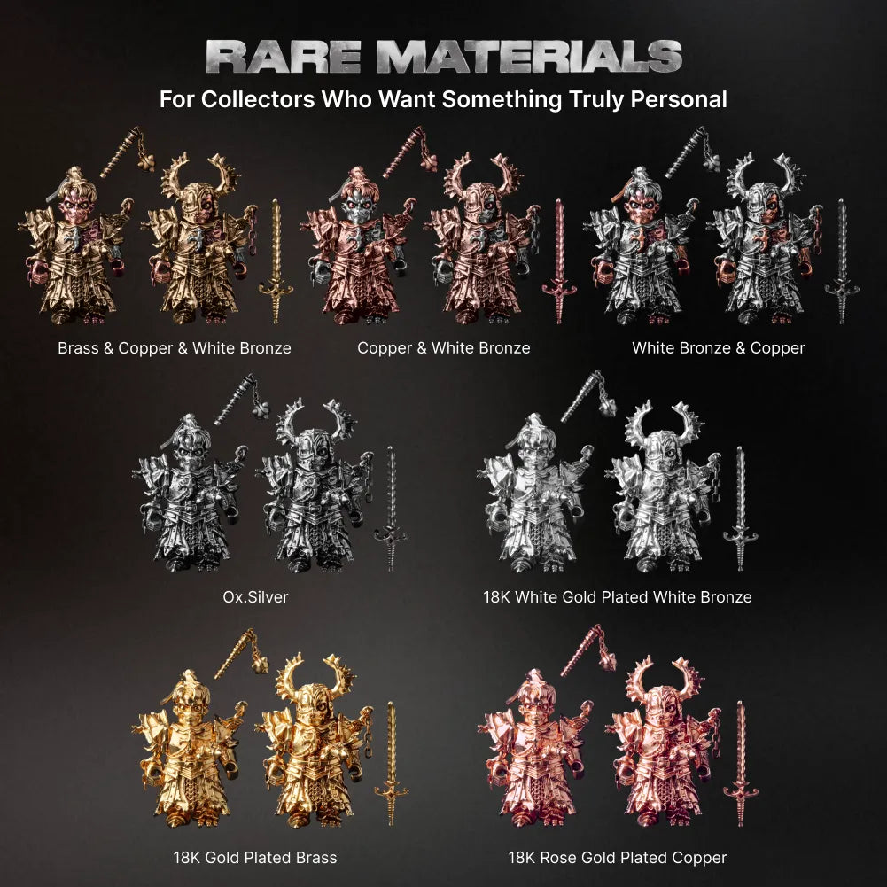 Undead Crusader custom material finishes including plated and oxidized options