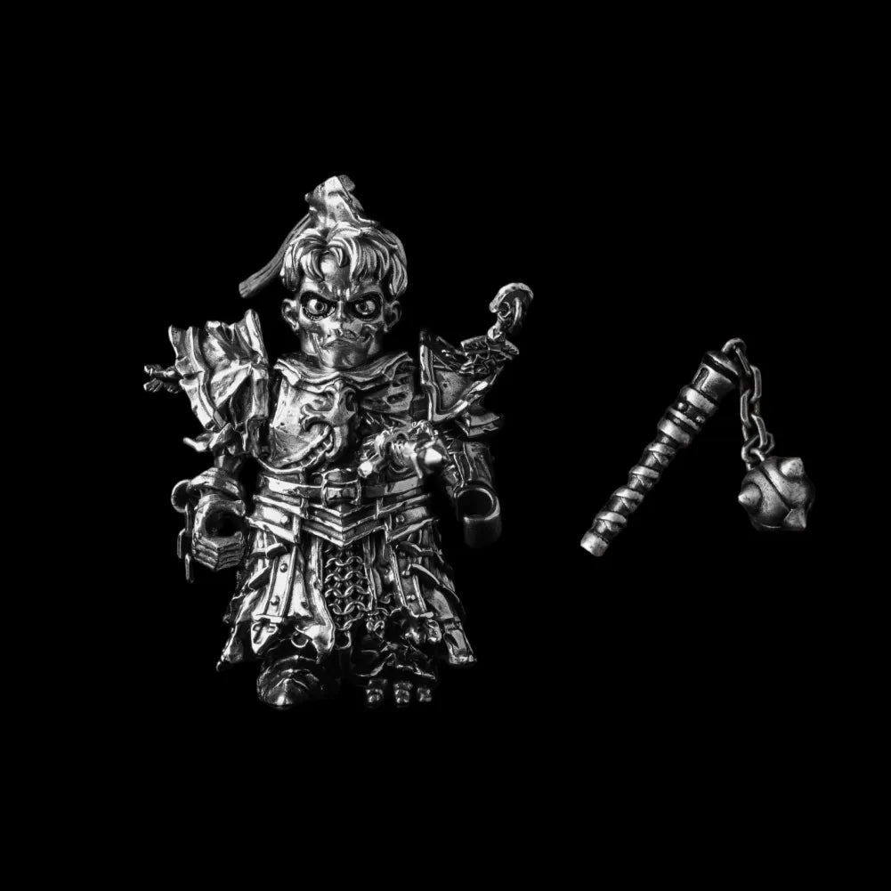 Undead Crusader in Oxidized Silver with Risen Corpse head and Morning Star