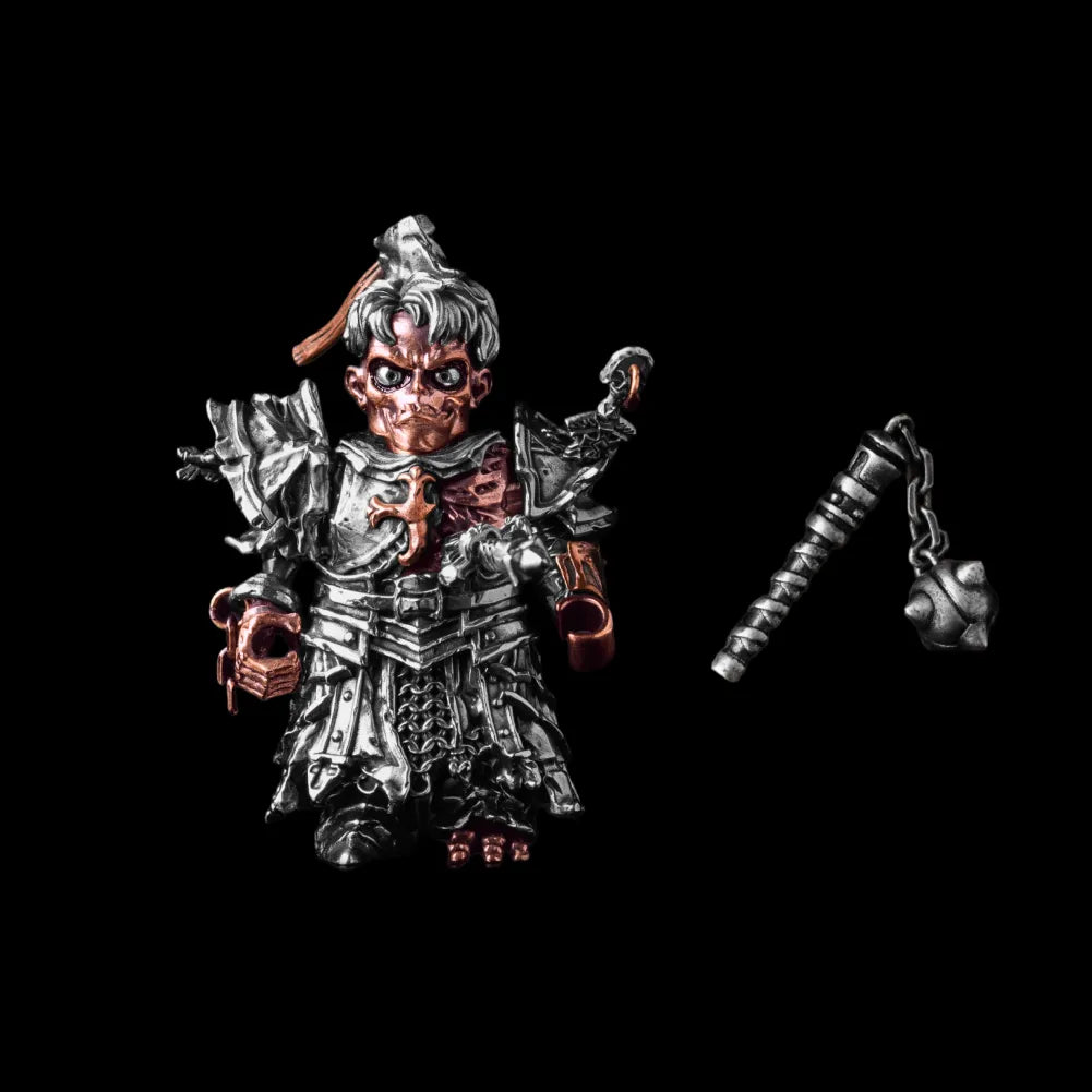 Undead Crusader in White Bronze & Copper with Risen Corpse head and Morning Star