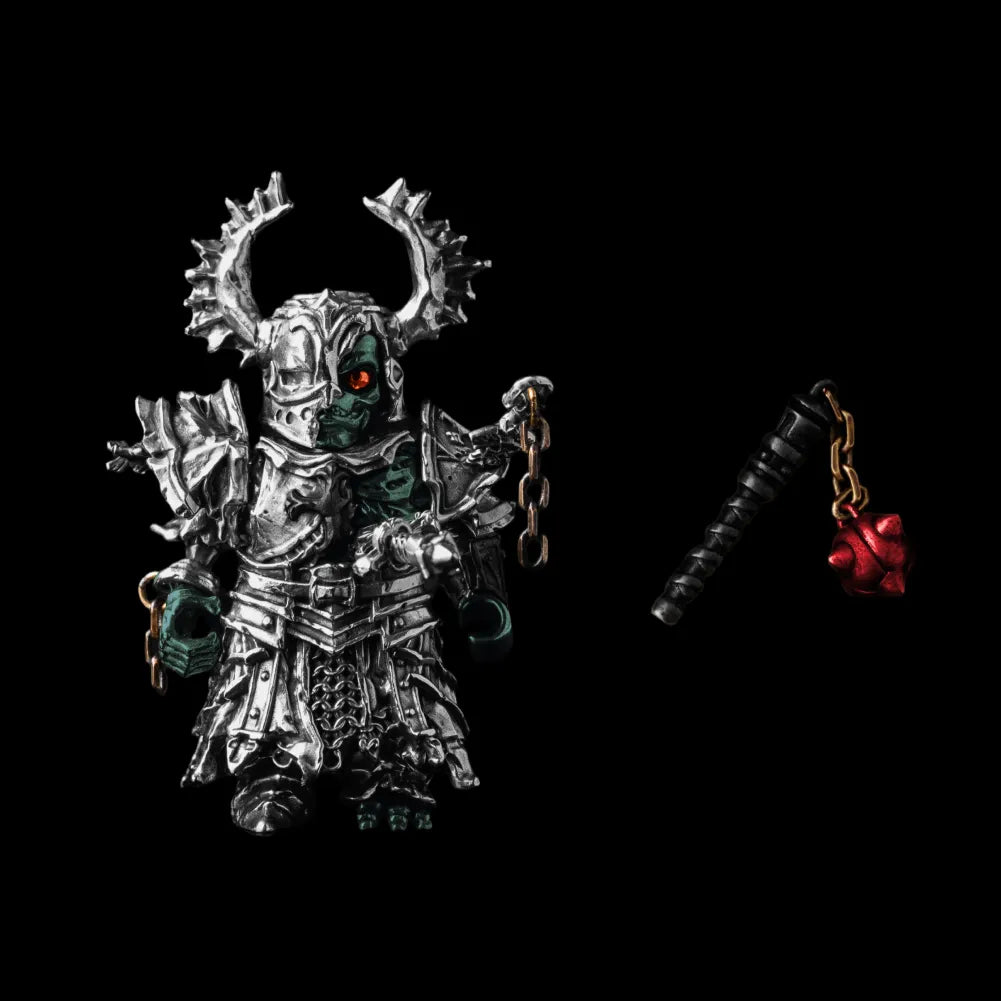 Undead Crusader with Fallen Crusader head and morning star on a black background