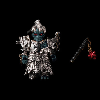 Undead Crusader with Risen Corpse head and morning star on a black background