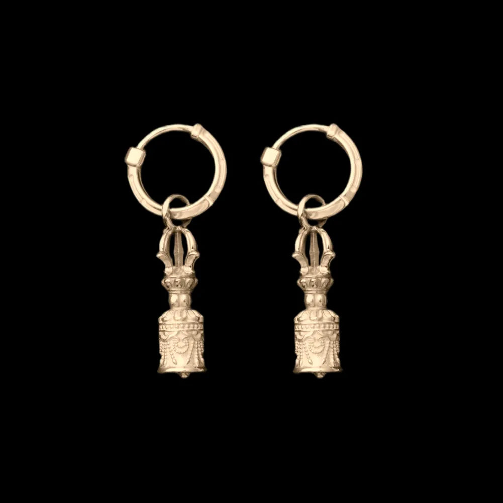 Vajra & Ghanta Earrings in 14K Gold, Ghanta (Pair) variant product view