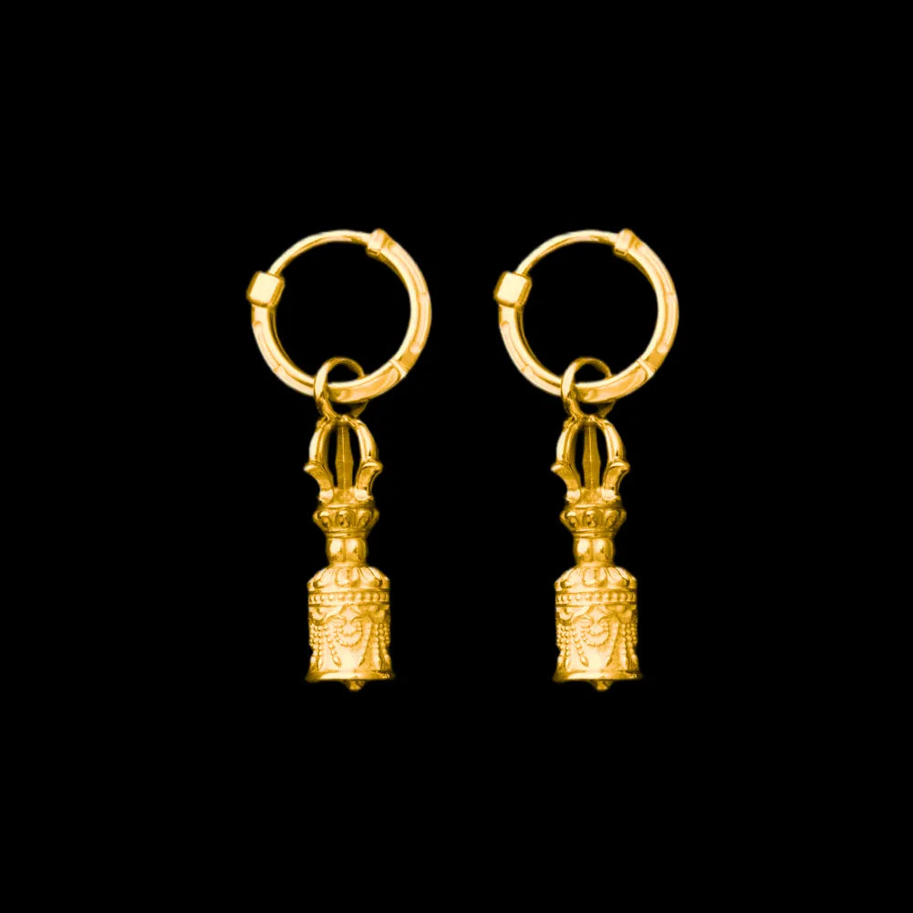 Vajra & Ghanta Earrings in 24K Gold, Ghanta (Pair) variant product view