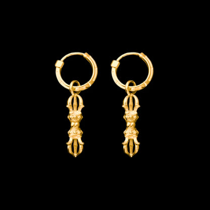 Vajra & Ghanta Earrings in 24K Gold, Vajra (Pair) variant product view
