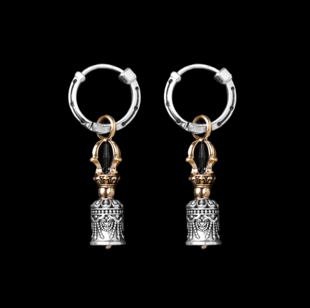 Vajra & Ghanta Earrings Ox.Silver & Brass Ghanta (Pair) exact variant image
