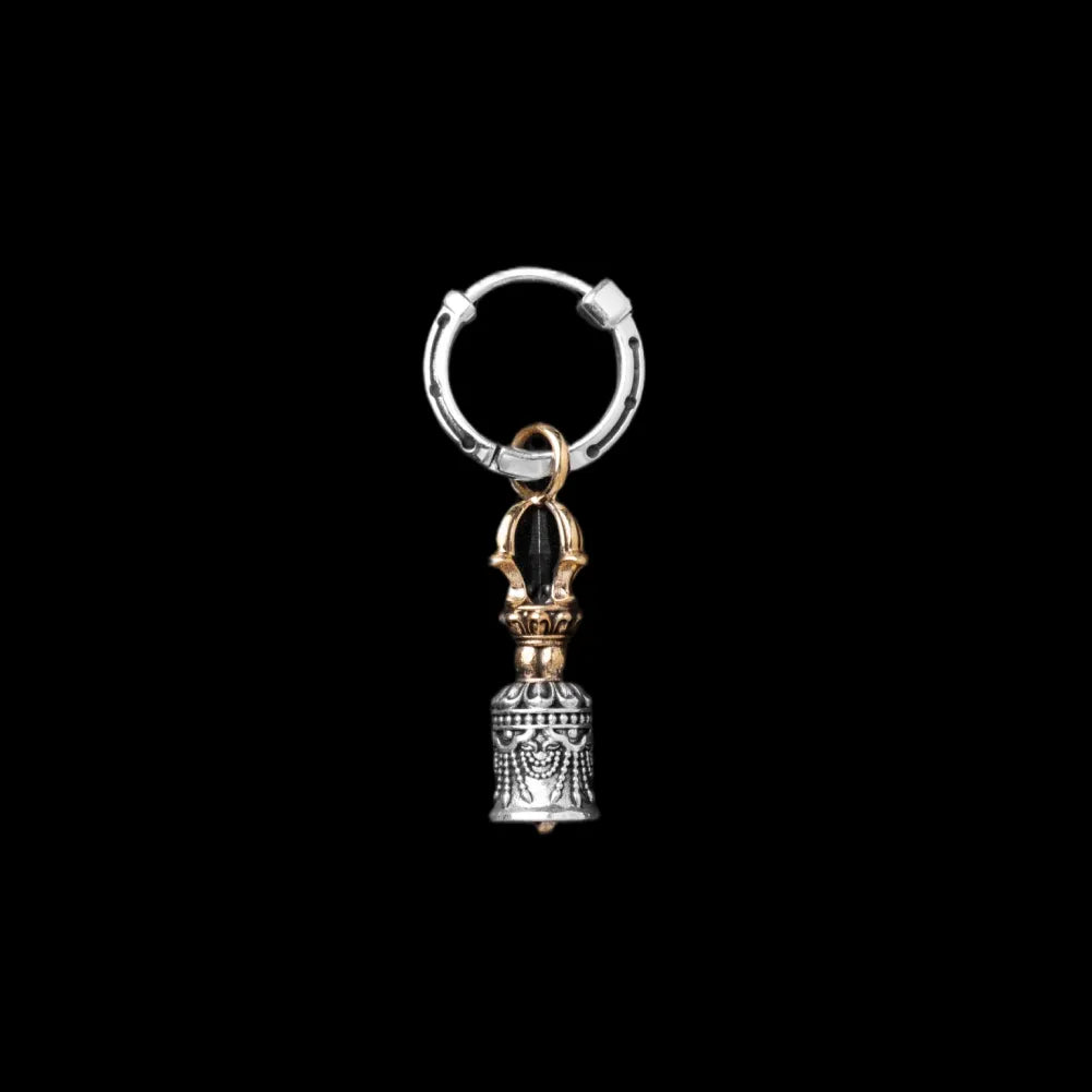 Vajra & Ghanta Earrings in Ox.Silver & Brass, Ghanta (Single) variant product view