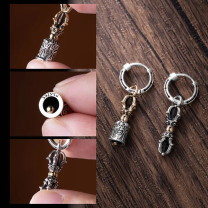 Vajra & Ghanta Earrings in Ox.Silver & Brass, product view 8 of 14