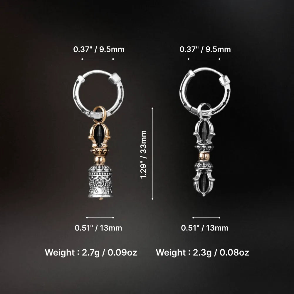 Vajra & Ghanta Earrings in Ox.Silver & Brass, product view 6 of 14