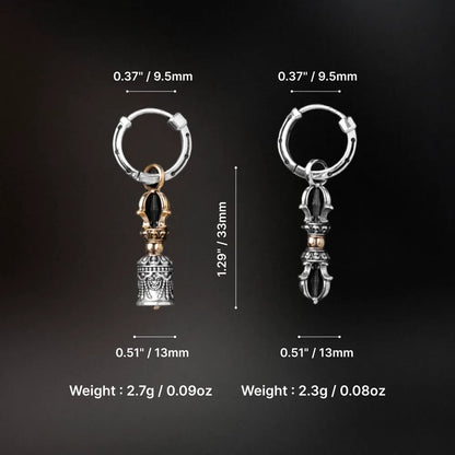 Vajra & Ghanta Earrings in Ox.Silver & Brass, product view 6 of 14