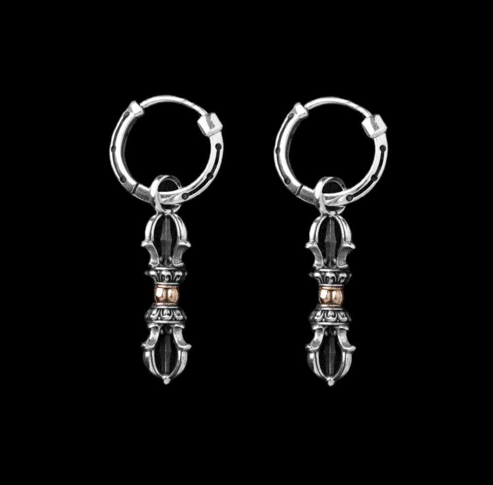 Vajra & Ghanta Earrings Ox.Silver & Brass Vajra (Pair) exact variant image