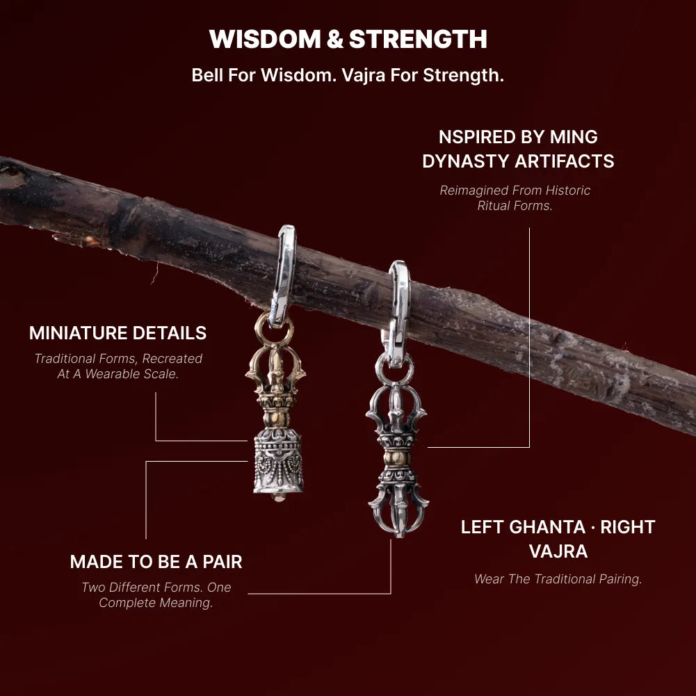 Vajra & Ghanta Earrings regular-finish product-design reference, view 12 of 14; custom material Ox.Silver finish is not shown
