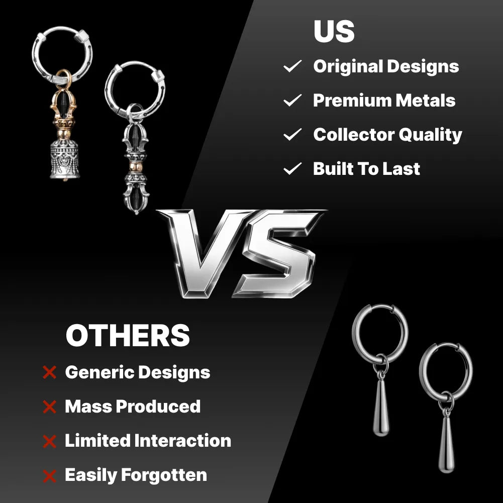 Vajra & Ghanta Earrings regular-finish product-design reference, view 2 of 14; custom material Ox.Silver finish is not shown