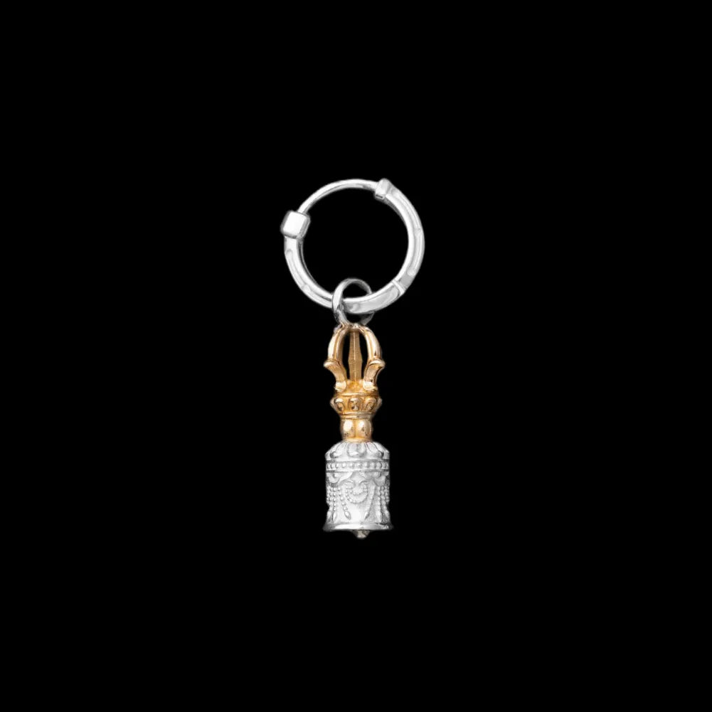 Vajra & Ghanta Earrings in Silver & Brass, Ghanta (Single) variant product view