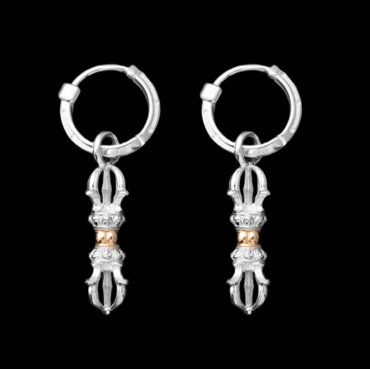 Vajra & Ghanta Earrings Silver & Brass Vajra (Pair) exact variant image
