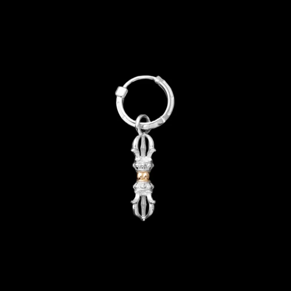 Vajra & Ghanta Earrings in Silver & Brass, Vajra (Single) variant product view