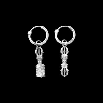 Vajra & Ghanta Earrings in Silver, Vajra & Ghanta (Pair) variant product view