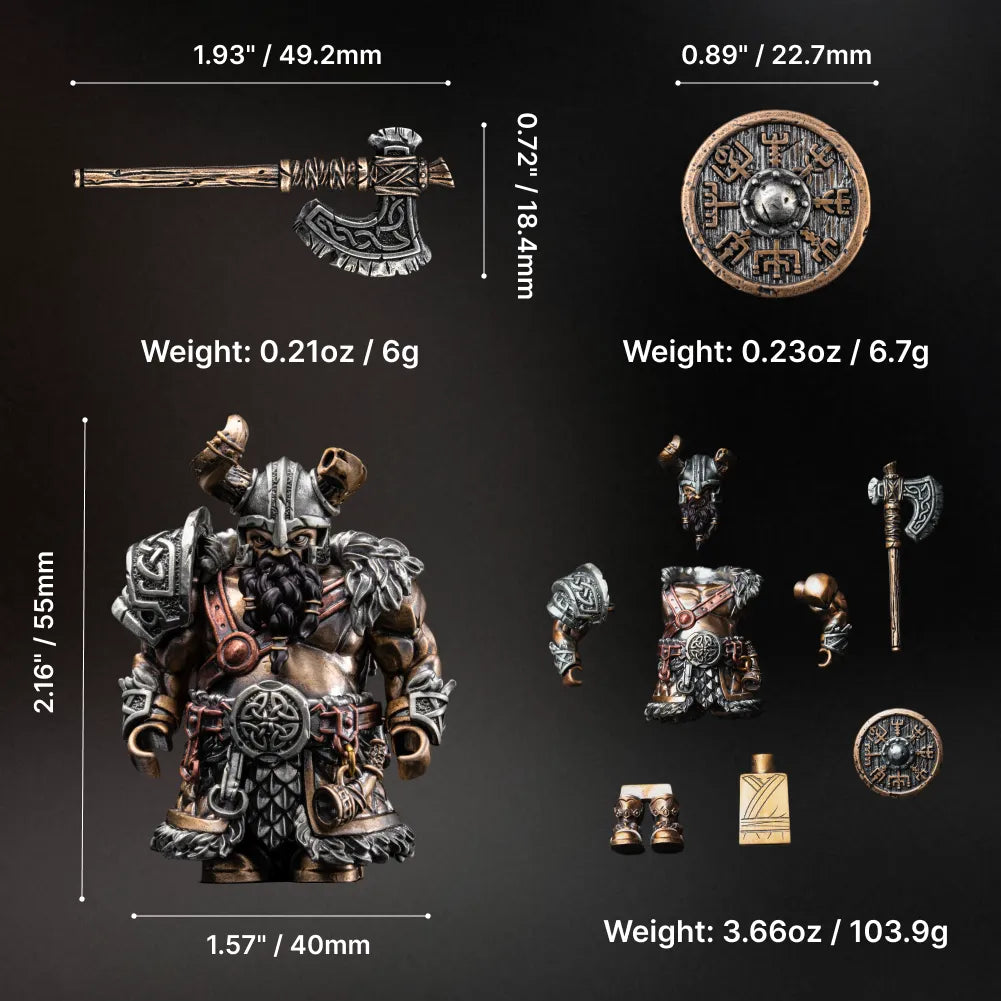 Viking Raider figure dimensions, weight and detachable magnetic parts