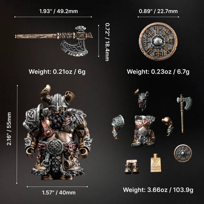 Viking Raider figure dimensions, weight and detachable magnetic parts
