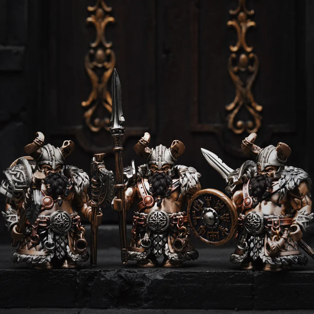 Collection of Viking Raider magnetic warrior figures displayed together